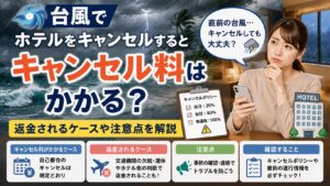 台風でホテルをキャンセルするとキャンセル料はかかる？返金されるケースや注意点を解説