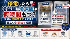 停電したら冷蔵庫・冷凍庫は何時間もつ？食品は何時間まで大丈夫？正しい対処法を解説