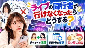ライブの同行者が行けなくなったらどうする？チケットの譲渡・変更・払い戻し方法を解説